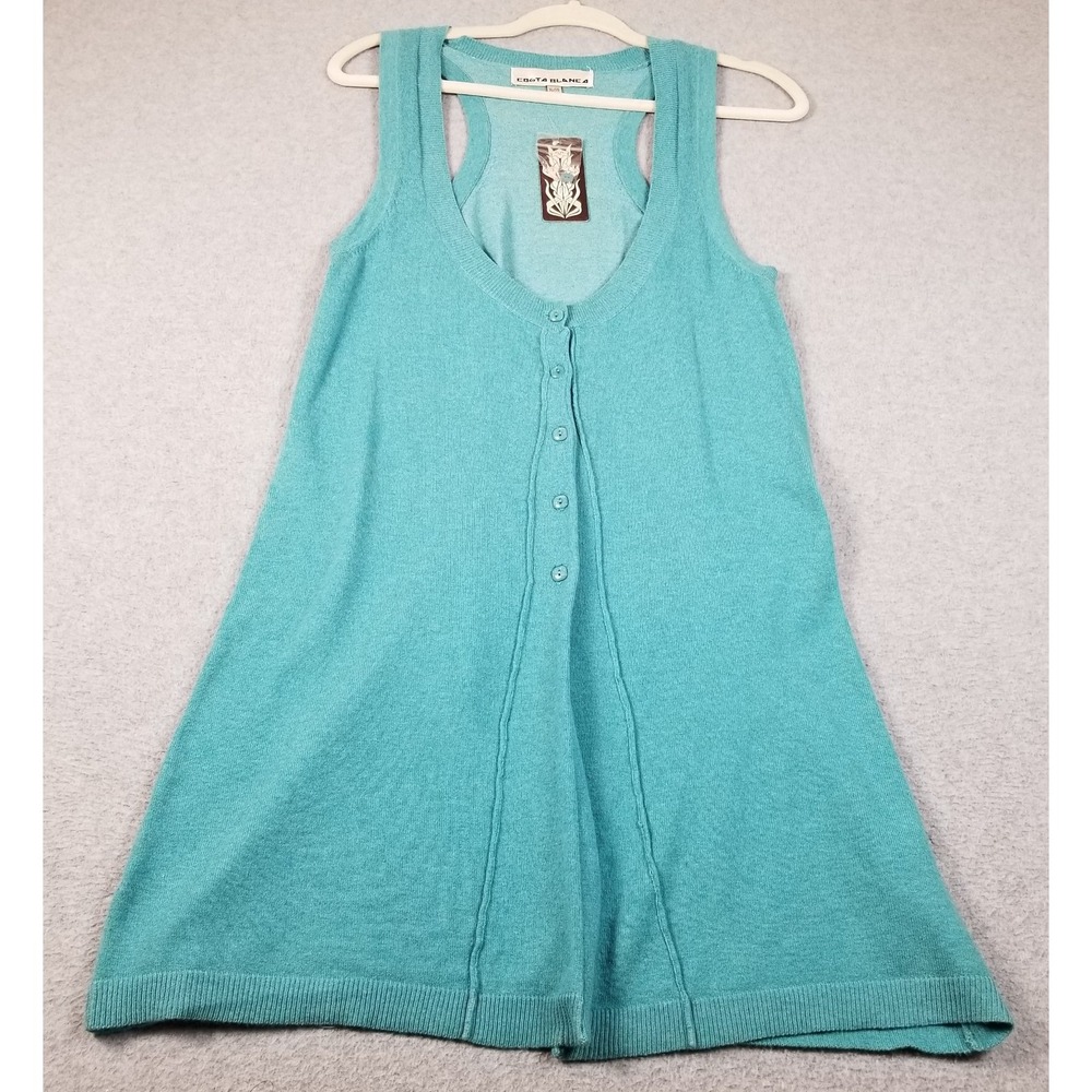 NEW COSTA BLANCA Tank Top Women Extra Large XL Green Sleeveless Deep V Neck Knit